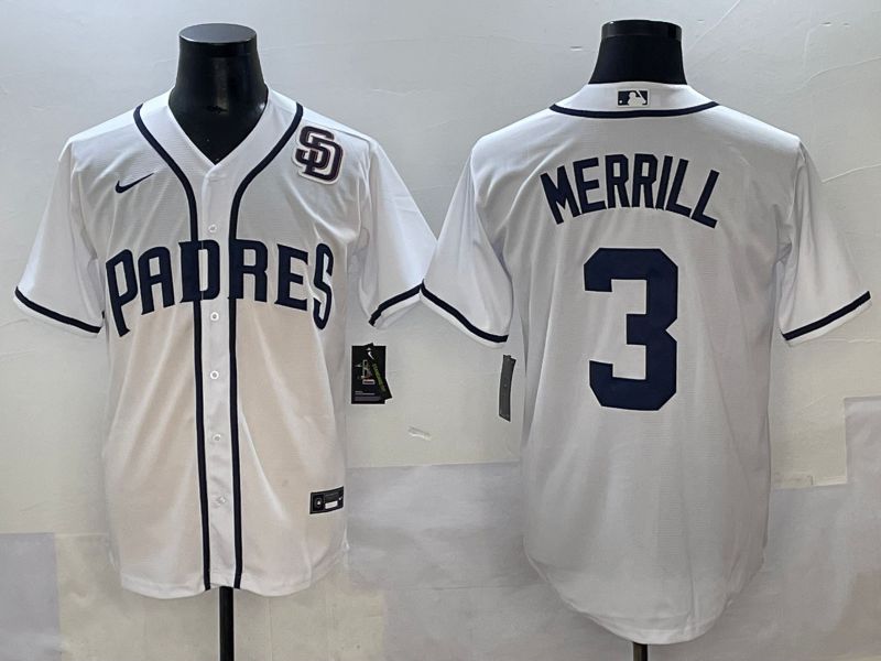 Men 2025 San Diego Padres #3 Merrill White Game Nike MLB Jersey style 9->san diego padres->MLB Jersey